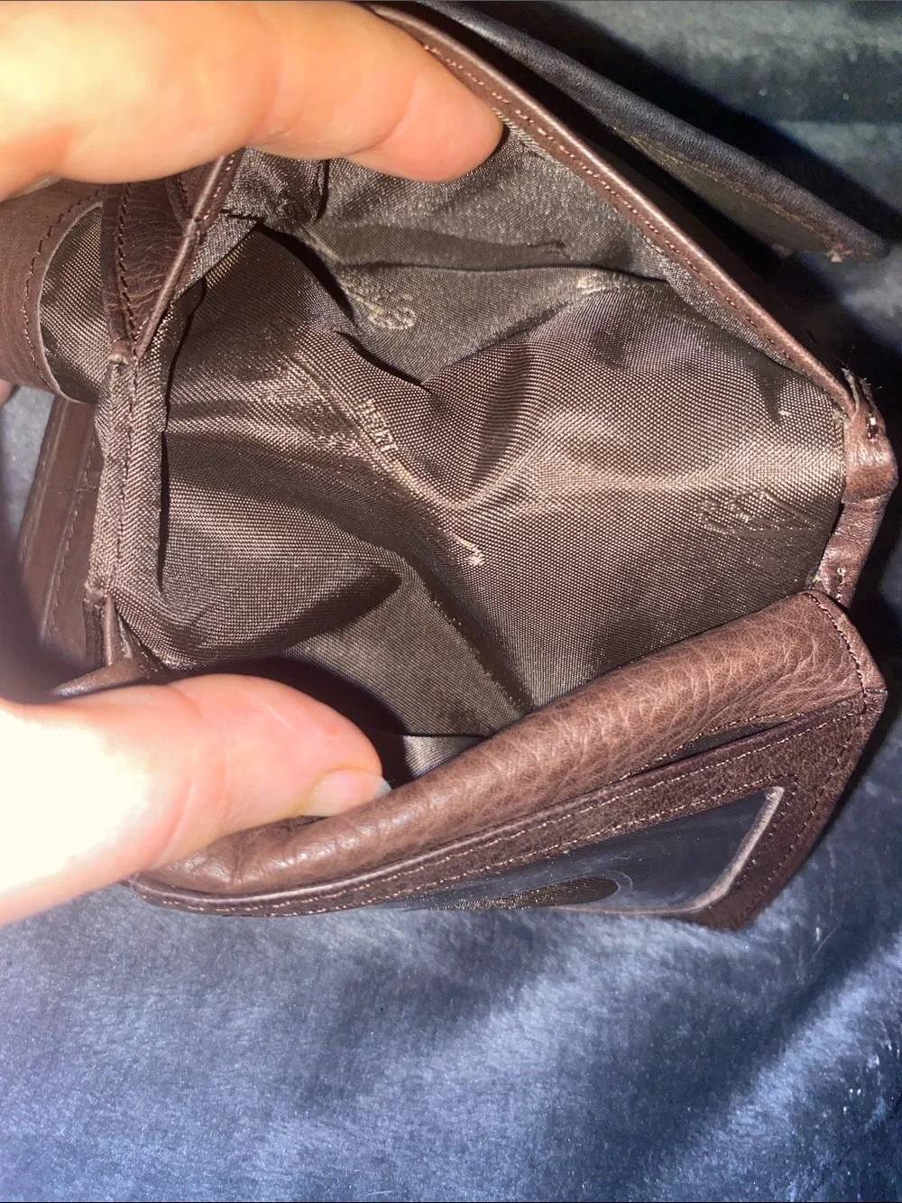 Fossil Brown Leather Trifold Wallet with Front Card Slots